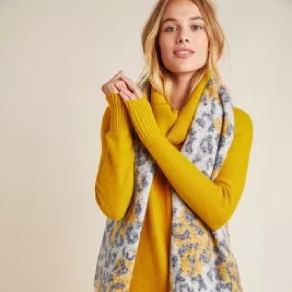 Moth by Anthropologie Mustard Gold Cowl Neck Sweater